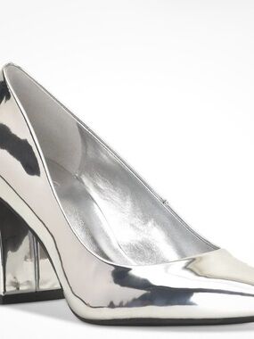 Inc International Concepts Ubika Silver Pointed-toe Pumps 9M Silver Block Heel